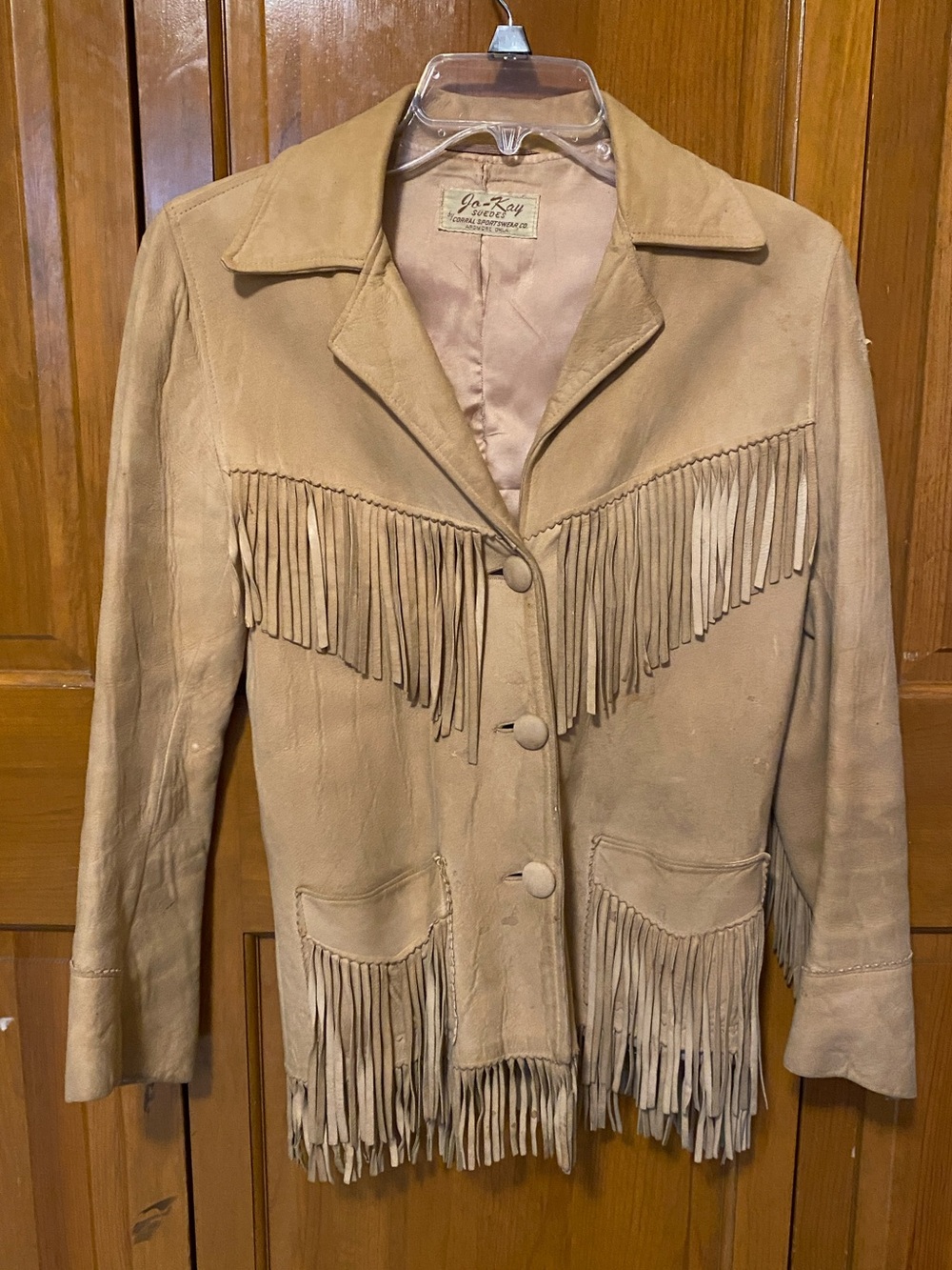 VTG 70s Jo-Kay Suede Leather Jacket Tan/Light Brown Western Fringe FUC
